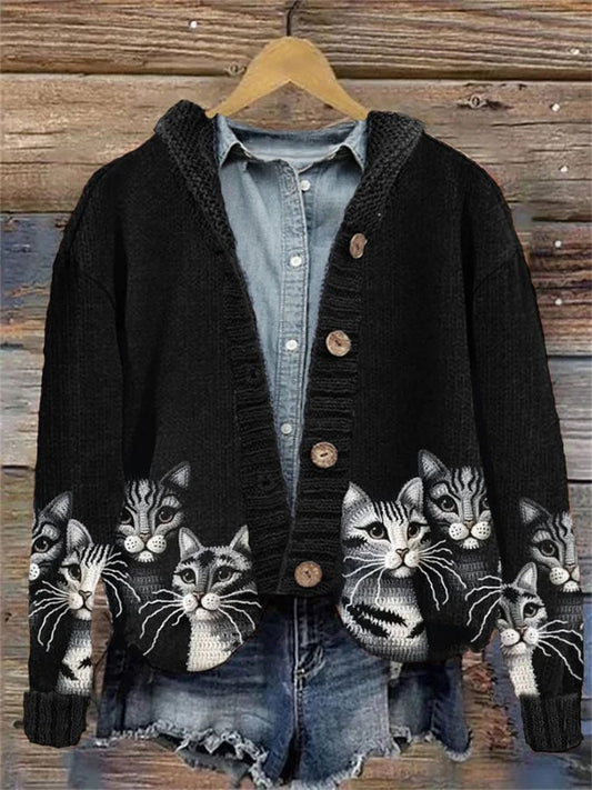 Women’s Fun Cat Print Cardigan – 3D-Sweater-2AVP7ZM2V3
