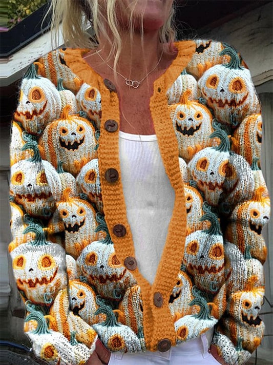 Women’s Casual Pumpkin Cardigan Sweater – 3D-Sweater-PHTFB2M56Z