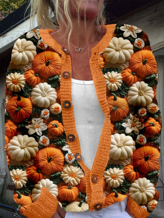 Women’s Autumn Sweater Pumpkin Print Casual Cardigan – 3D-Sweater-713685I0W1